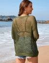 Heart Openwork Long Sleeve Cover-Up