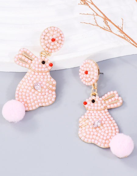 Synthetic Pearl Alloy Rabbit Dangle Earrings