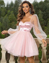 Sweetheart Neck Balloon Sleeve Mini Dress