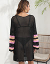 Openwork Contrast Long Sleeve Cover-Up