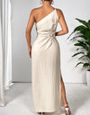 Honey Slit One Shoulder Sleeveless Maxi Dress