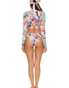 Printed Zip Up Three-Piece Swim Set