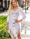 Backless Fringe Scoop Neck Cover Up