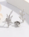 925 Sterling Silver Zircon Leaf Shape Earrings