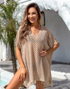 Angel Wings Openwork Slit Scoop Neck Cover Up