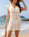 Openwork V-Neck Cap Sleeve Cover-Up