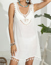 Tassel Scoop Neck Wide Strap Cover-Up