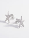 925 Sterling Silver Inlaid Zircon Starfish Earrings