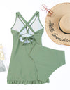 Tie Back Sleeveless Swim Dress and Bottoms Set