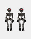 Skeleton Shape Glass Stone Dangle Earrings