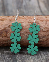 Lucky Clover Wooden Dangle Earrings