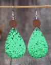 Sequin PU Leather Wooden Dangle Earrings