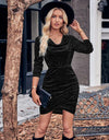 Glitter Ruched Cowl Neck Wrap Dress