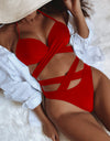 Crisscross Halter Neck Bikini Set