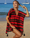 Angel Wings Tassel Openwork Striped V-Neck Cover Up