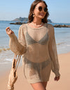 Backless Boat Neck Long Sleeve Cover Up