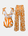 FAM-FAM Printed Tie Shoulder Swimwear and Pants Swim Set