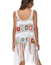 Openwork Fringe Detail Embroidery Sleeveless Cover-Up