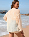 Openwork Dropped Shoulder Long Sleeve Cover-Up