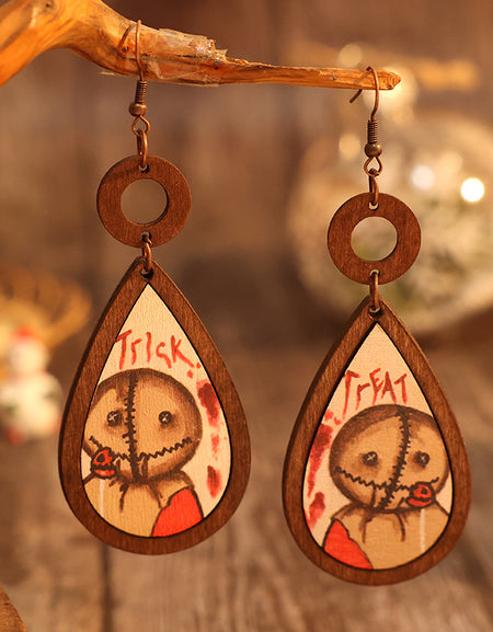 Wooden Teardrop Shape Earrings