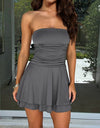 Ruched Layered Tube Mini Dress