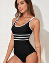 Contrast Trim Scoop Neck One-Piece Swimwear