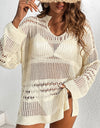 Cutout Notched Long Sleeve Cover-Up