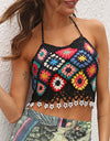 Geometric Halter Neck Swim Top