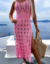 Openwork Slit Scoop Neck Sleeveless Cover Up