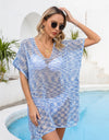 Angel Wings Openwork Slit V-Neck Cover Up