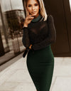 Rhinestone Mock Neck Long Sleeve Dress