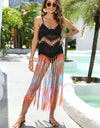 Fringe Scoop Neck Spaghetti Strap Cover-Up