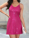 Full Size Sequin V-Neck Mini Cami Dress