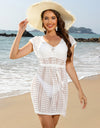 Openwork V-Neck Cap Sleeve Cover-Up