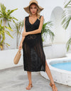 Angel Wings Openwork Slit V-Neck Sleeveless Cover Up