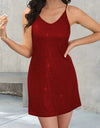 Full Size Sequin V-Neck Mini Cami Dress