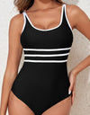 Contrast Trim Scoop Neck One-Piece Swimwear