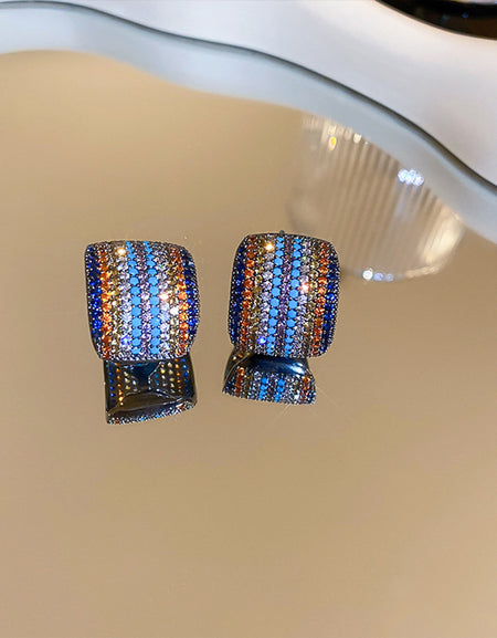 Contrast Inlaid Zircon Earrings