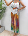 Fringe Scoop Neck Spaghetti Strap Cover-Up