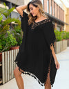 Tassel Cutout Half Sleeve Cover-Up