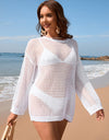 Openwork Dropped Shoulder Long Sleeve Cover-Up