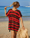 Angel Wings Tassel Openwork Striped V-Neck Cover Up