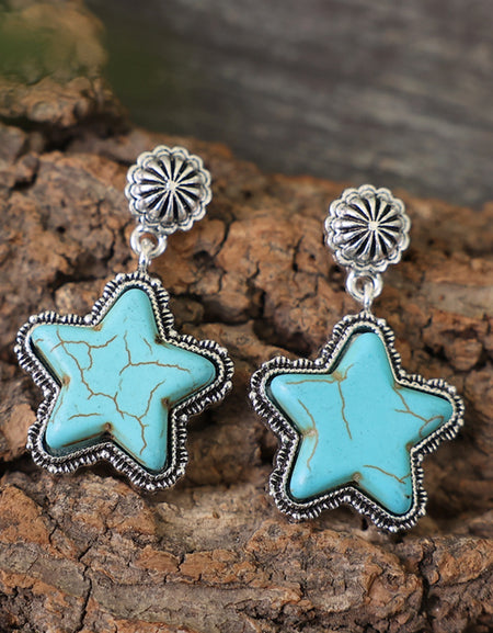 Artificial Turquoise Alloy Star Earrings