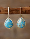 Copper Natural Stone Teardrop Shape Earrings