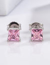 925 Sterling Silver Square Zircon Earrings