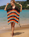 Angel Wings Cutout Striped Cover-Up with Tassel