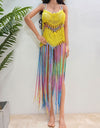 Fringe Scoop Neck Spaghetti Strap Cover-Up