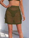 Drawstring Elastic Waist Swim Skirt