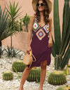 Geometric V-Neck Spaghetti Strap Cover Up Dress