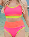 Color Block Scoop Neck Two-Piece Swim Set